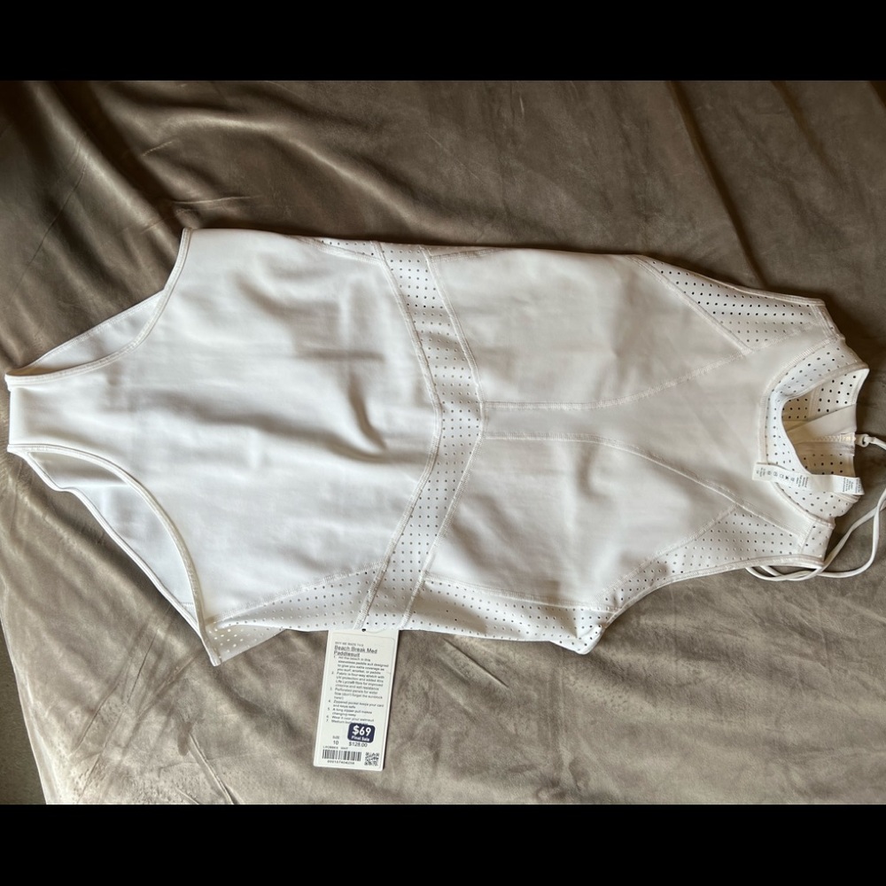 Lululemon beach break med paddle suit, size 10, white, NWT
